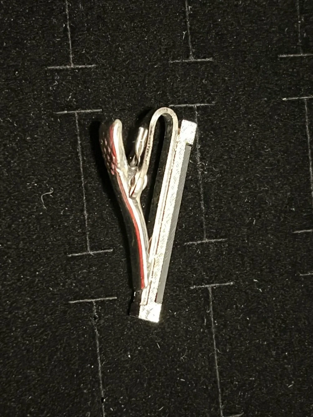 Men's Silver-Tone Black Onyx Tie Bar - Classic Polished Finish